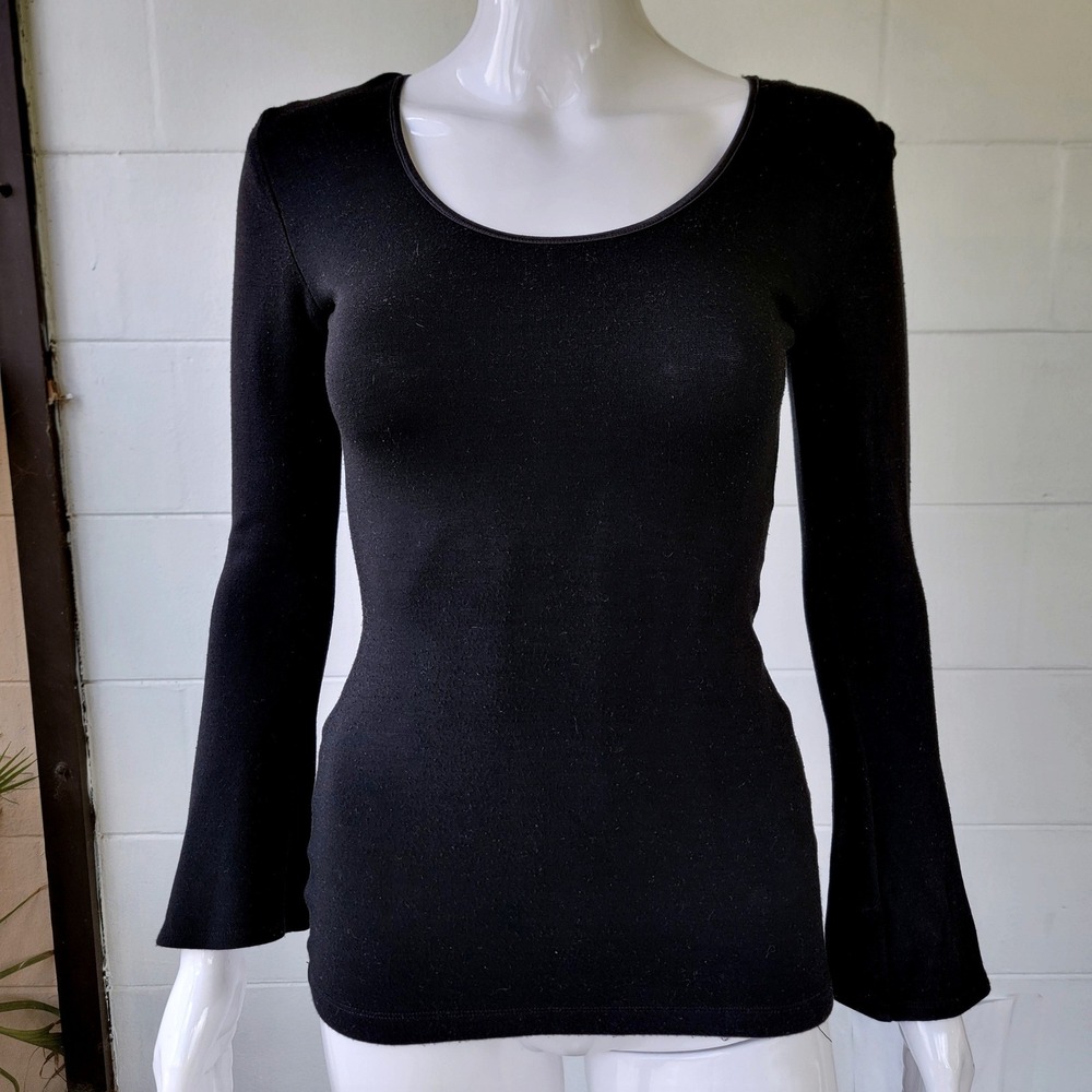 Vintage 90s Parallel Bell Sleeve Black Top Women S Y2K Witchy Goth Coquette Chic